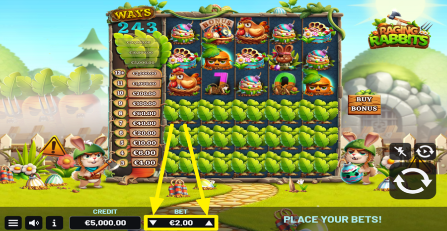 Raging Rabbits Adjust Bet