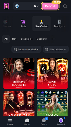 Hunnyplay Casino Mobile Live Dealer