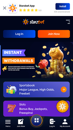 Starzbet Casino Mobile Homepage