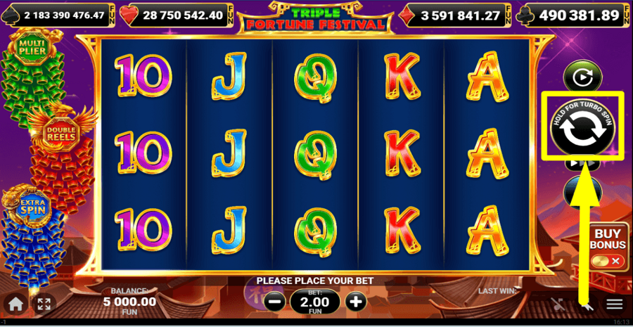 Triple Fortune Festival Spin Button
